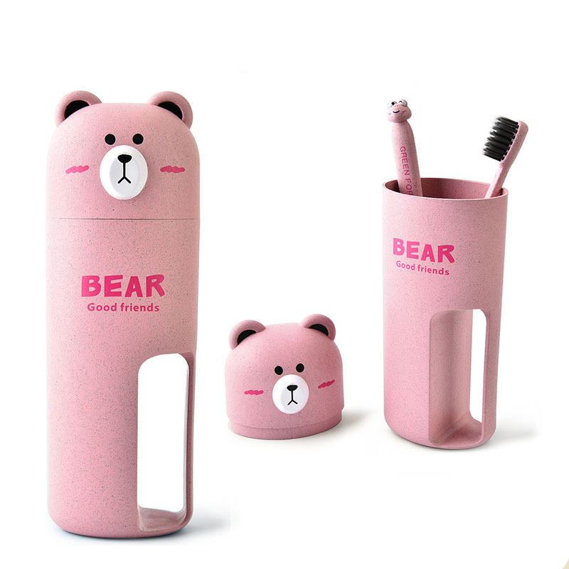 Honana Cute Bear Cestovní Přenosný Kartáček Na Zuby Design Pohárku 4 Barevné Varianty Organizér Úložný Box