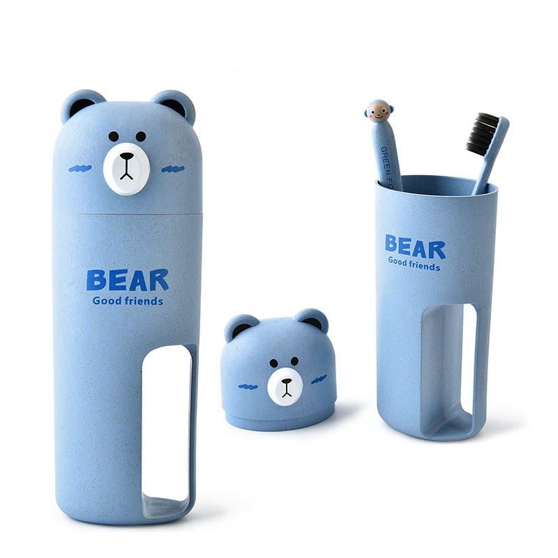 Honana Cute Bear Cestovní Přenosný Kartáček Na Zuby Design Pohárku 4 Barevné Varianty Organizér Úložný Box