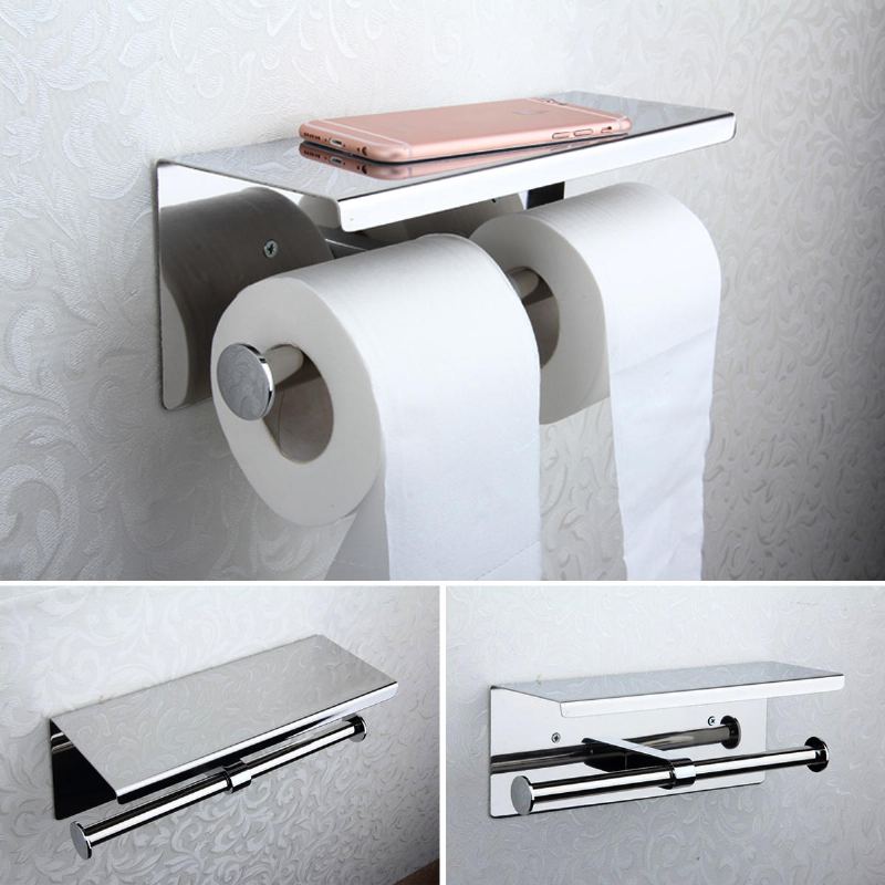 Nerezový Držák Toaletního Papíru Na Dvojitou Roli Do Koupelny Pro Montáž Na Stěnu Na Papír Home