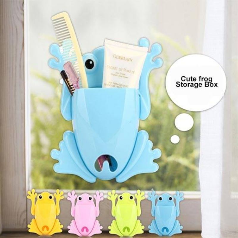 Úložný Box Na Zubní Kartáček Cute Frog Na Stěnu Stick Paste Organizer