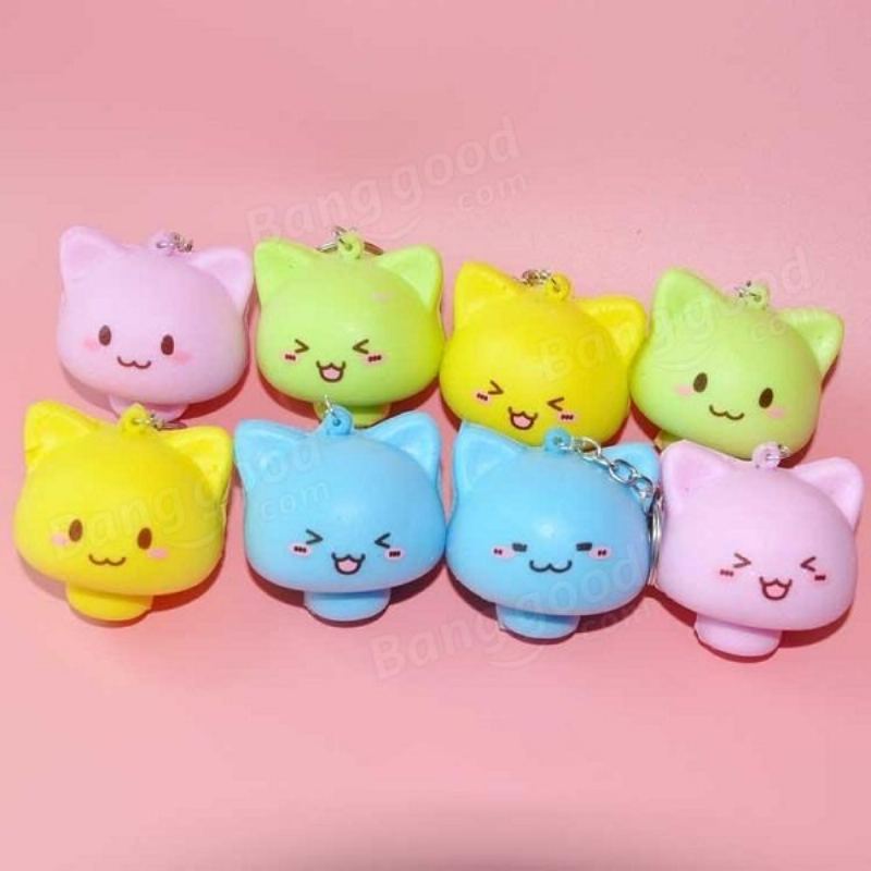 1pc Simulace Chléb Houba Roztomilý Obličej Keychain Squishy Crafts Kreativní Dekorace