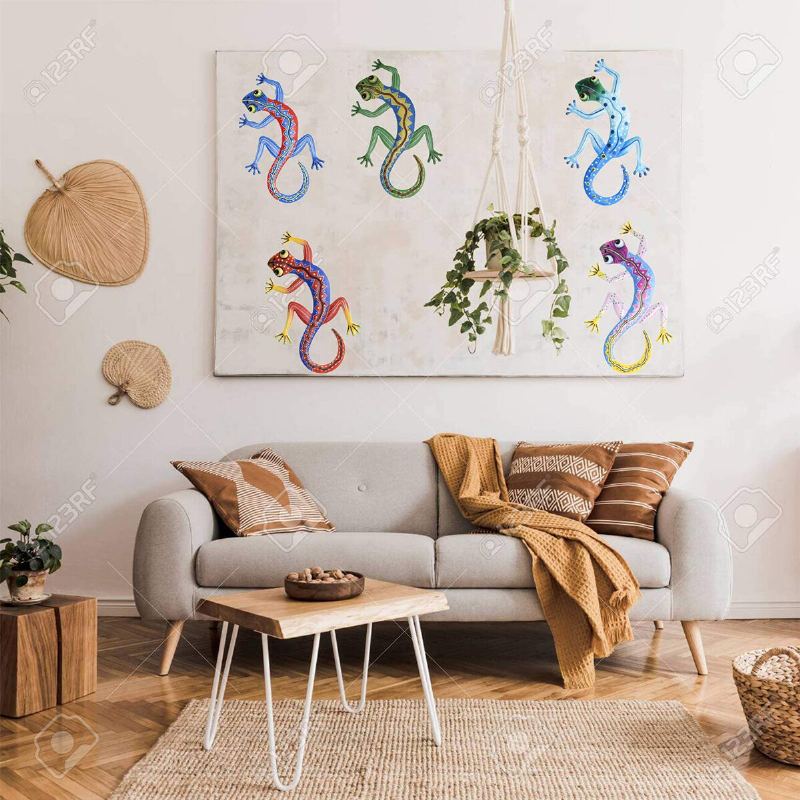 2/3/5 Metal Gecko Wall Decor Art Set Závěsná Umělecká Nástěnná Dekorace Do Ložnice Obývací Pokoj Kancelář Zahrada