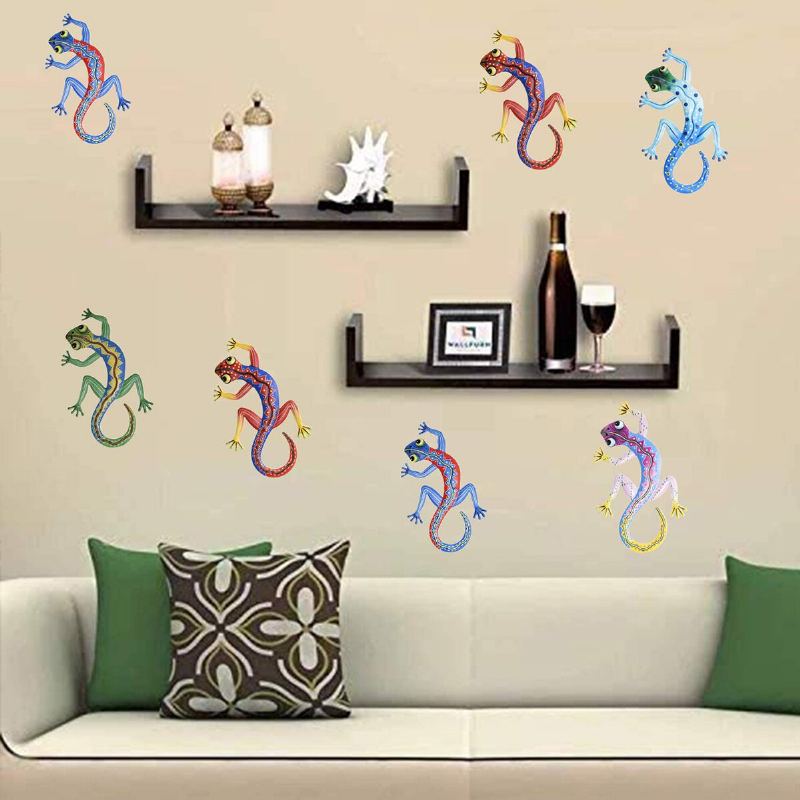 2/3/5 Metal Gecko Wall Decor Art Set Závěsná Umělecká Nástěnná Dekorace Do Ložnice Obývací Pokoj Kancelář Zahrada