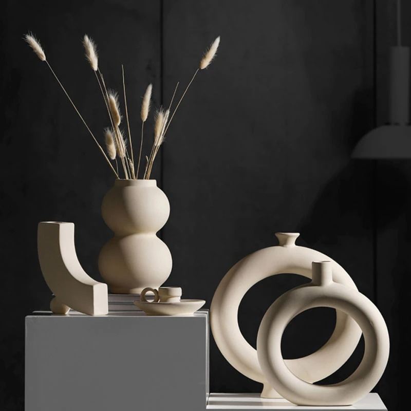 Bílé Keramické Vázy Dekorace V Severském Stylu Do Obývacího Pokoje A Kanceláře