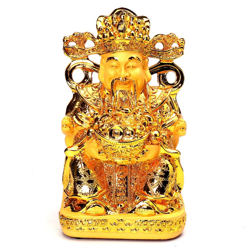 Bohatství Pozlacená Socha Wencaishen Feng Shui Ornament Dekorace Maskot Přineste Více Pro Vás