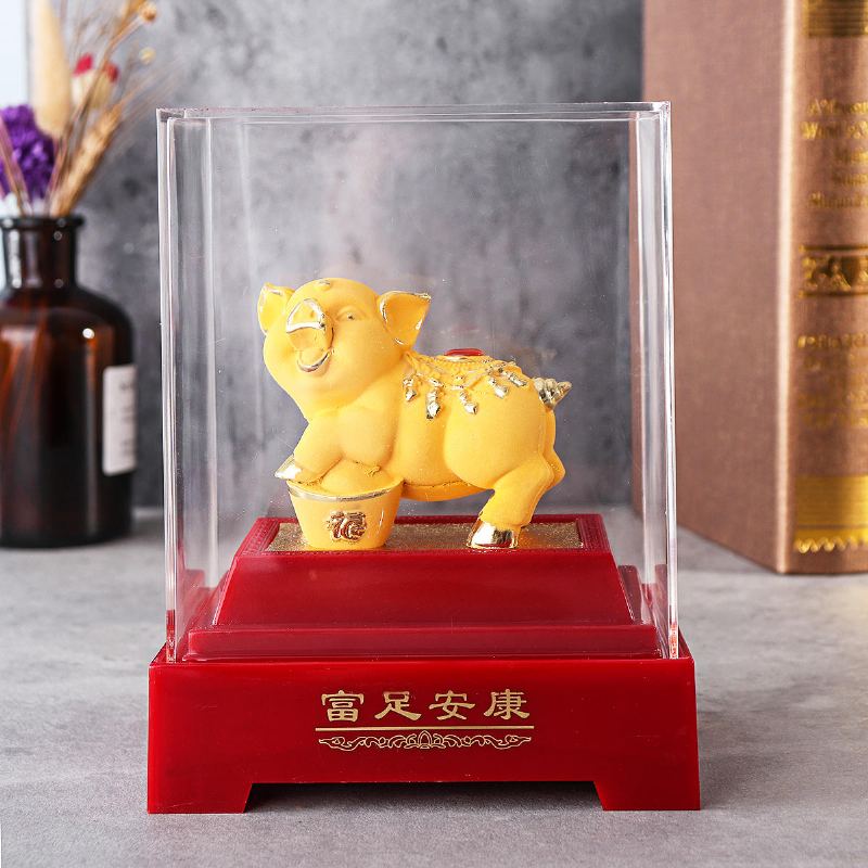 Čínský Zvěrokruh 2023 Zlaté Prase Peníze Bohatství Socha Kancelář Domácí Dekorace Ornament Dárek
