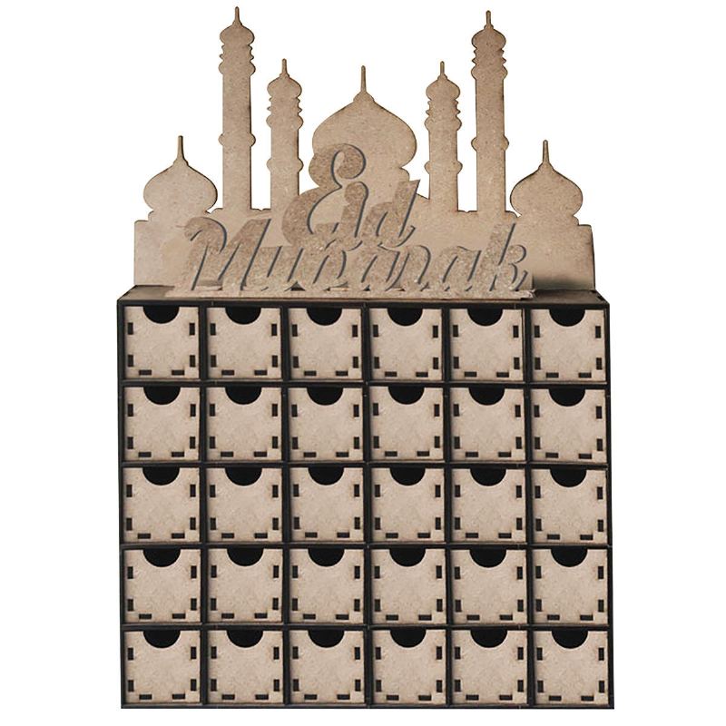 Dřevěný Mdf Eid Mubarak Ramadán Adventní Kalendář Sign House Zásuvka Domácí Dekorace