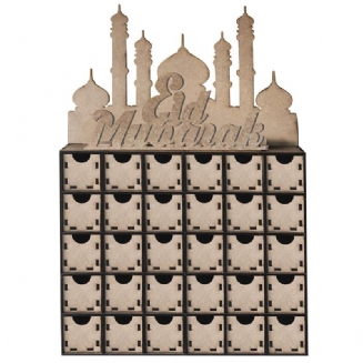 Dřevěný Mdf Eid Mubarak Ramadán Adventní Kalendář Sign House Zásuvka Domácí Dekorace