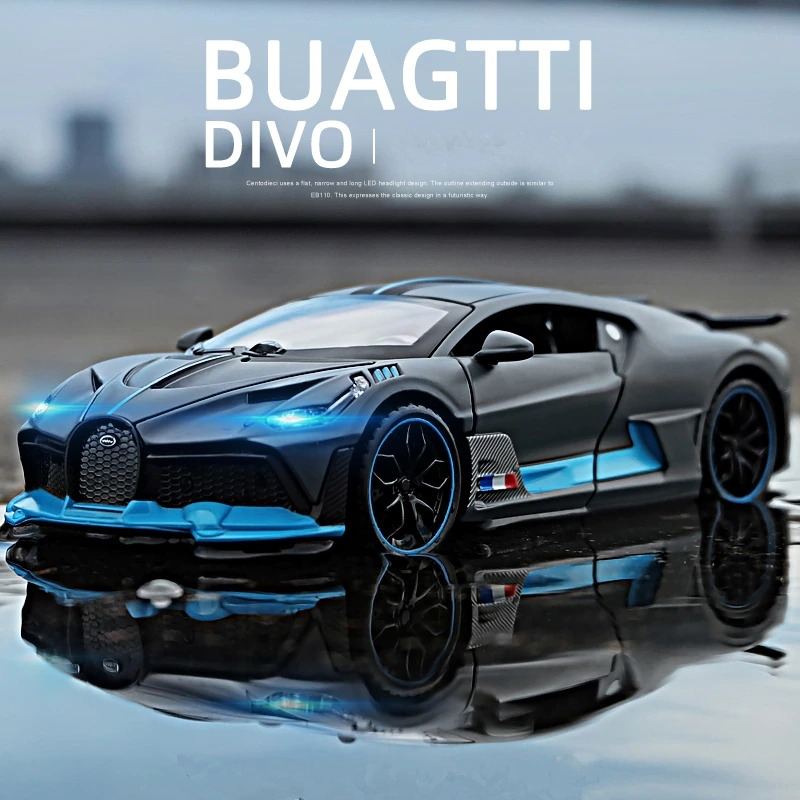 Hliníkové Sportovní Auto Bugatti Divo Zvuková Světla Otevřených Dveří