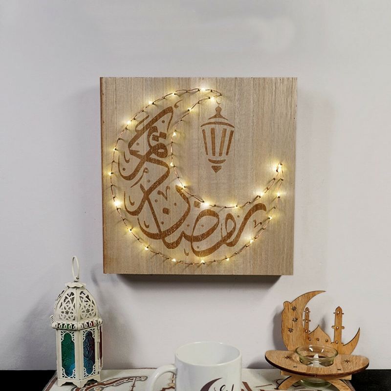 Islámský Ramadánový Světelný Čtverec Jemný Nástěnný Závěsný Led Dekor
