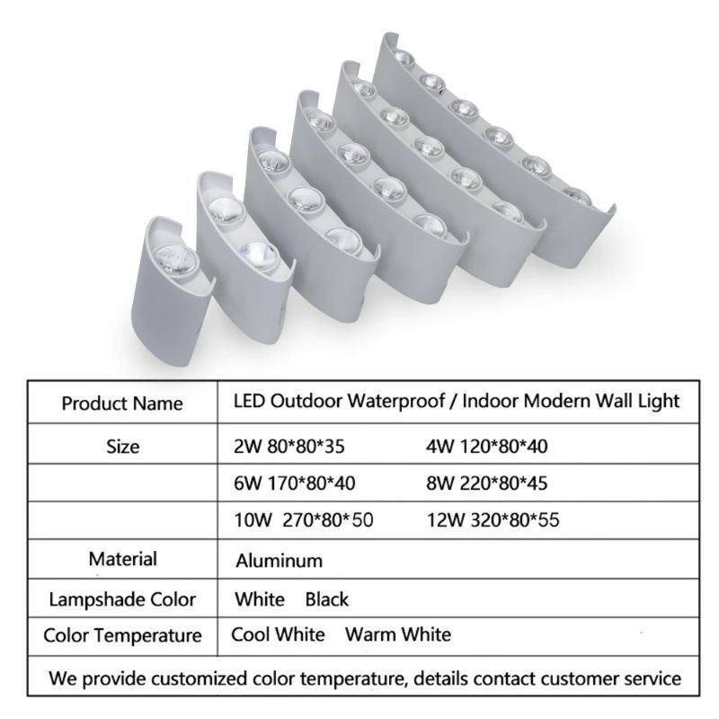 Led Nástěnné Svítidlo Venkovní Vodotěsné Zahradní Osvětlení Hliník Ip65