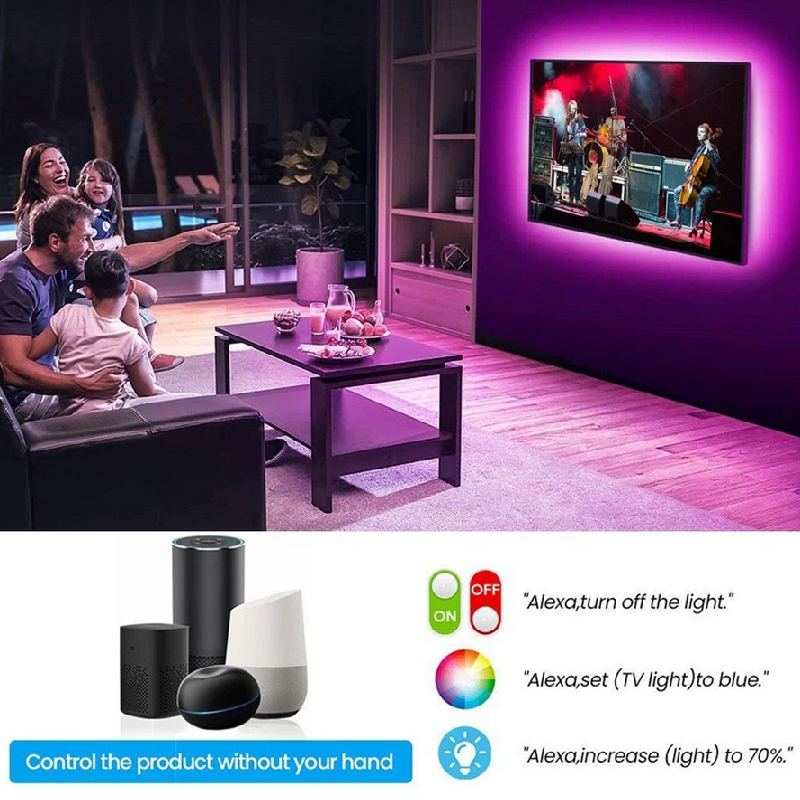 Led Světelné Proužky Wifi Ovladač Flexibilní Dekorace Rgb 5050 Podsvícená Lampa Noční Světlo Světelný Řetězec