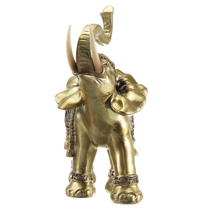 Lucky Charm Fengshui Maskot Golden Elephant Pryskyřice Mini Socha Domácí Stůl Ornamenty Dárky Dekorace