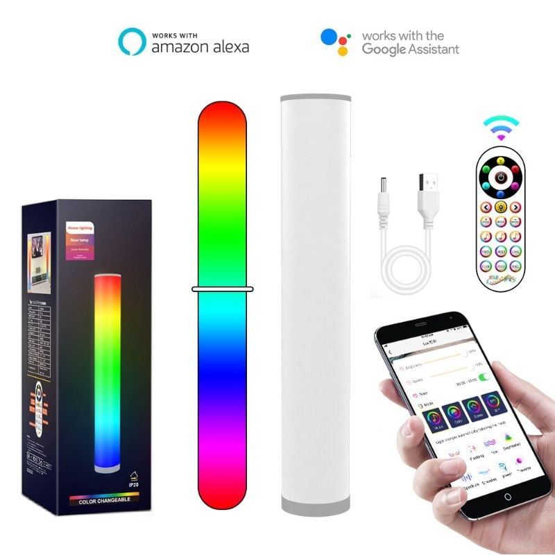 Moderní Led Válcová Stojací Lampa U Postele Rgb16 Color App Remote Usb