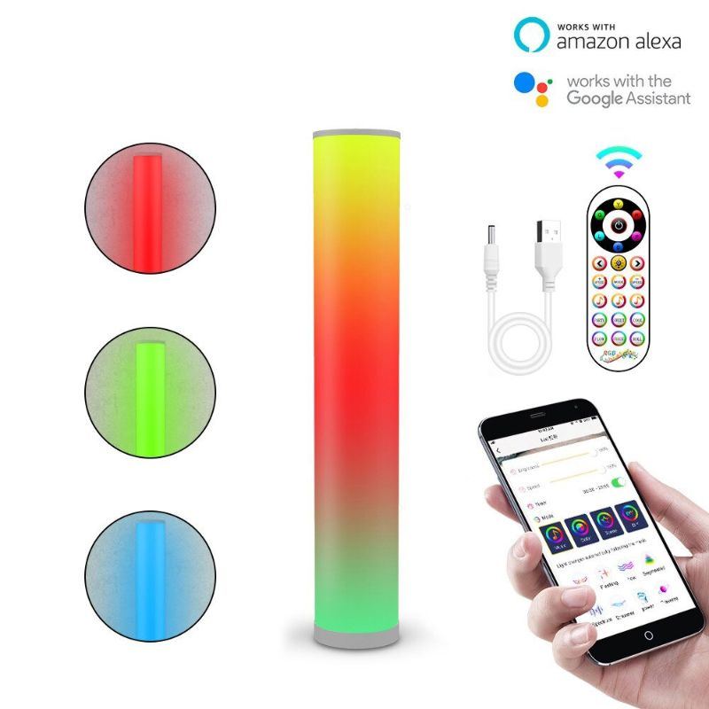 Moderní Led Válcová Stojací Lampa U Postele Rgb16 Color App Remote Usb