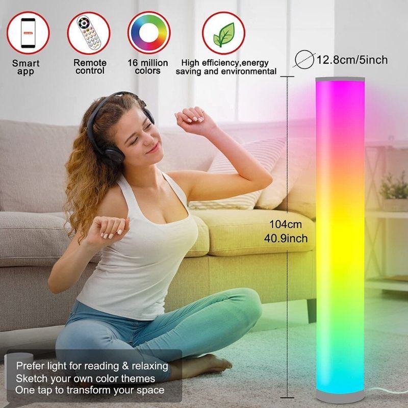 Moderní Led Válcová Stojací Lampa U Postele Rgb16 Color App Remote Usb