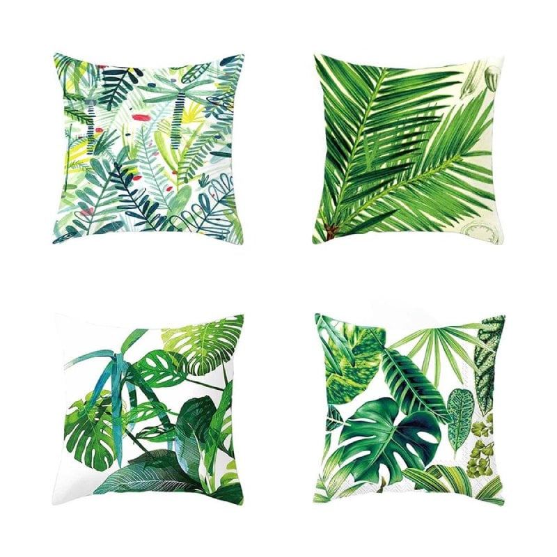 Povlak Na Polštář Na Tropické Rostliny Polyester Dekorativní Zelené Listy