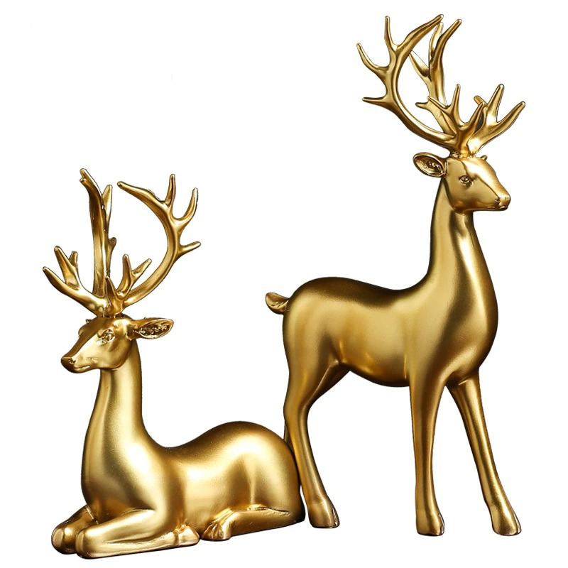 Pryskyřice Deer Golden Bull Figurky Home Decor