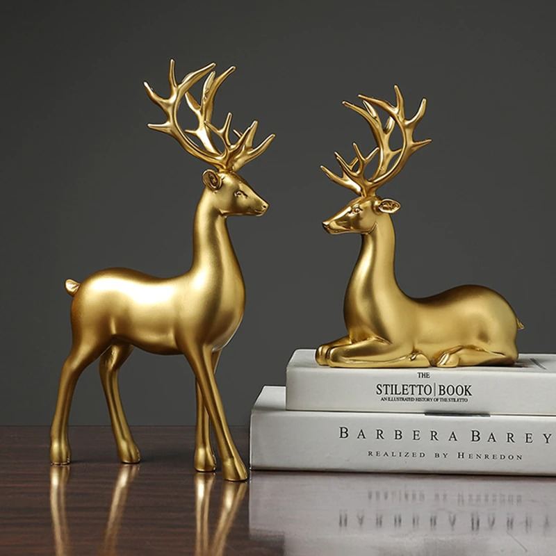 Pryskyřice Deer Golden Bull Figurky Home Decor