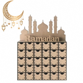 Ramadán Adventní Kalendář Diy Domácí Zásuvka 30 Mřížek Mdf Stojan Stojanové Dekorace