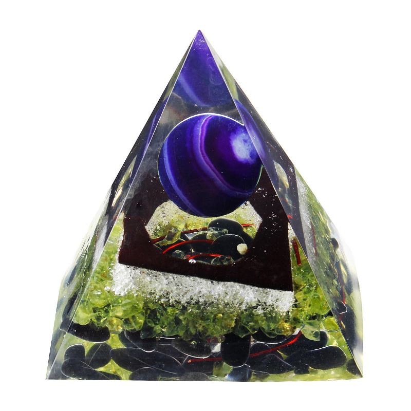 Reiki Nabitý Smaragd Čirý Křemenný Krystal Orgonová Pyramida Výkonné Dekorace