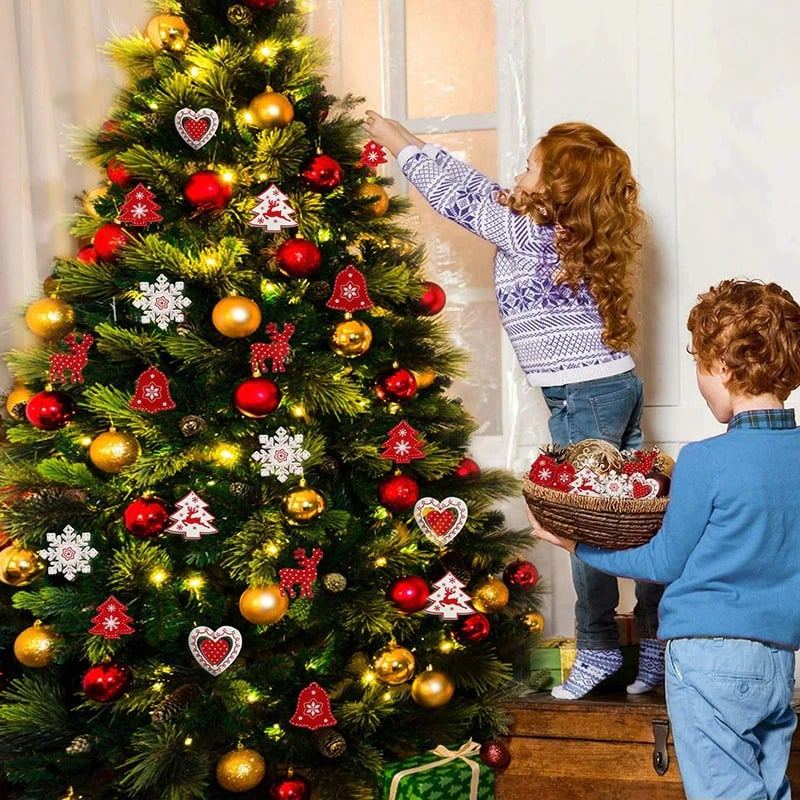 Vánoční Dřevěné Závěsné Ozdoby Na Stromeček 10 Kusů