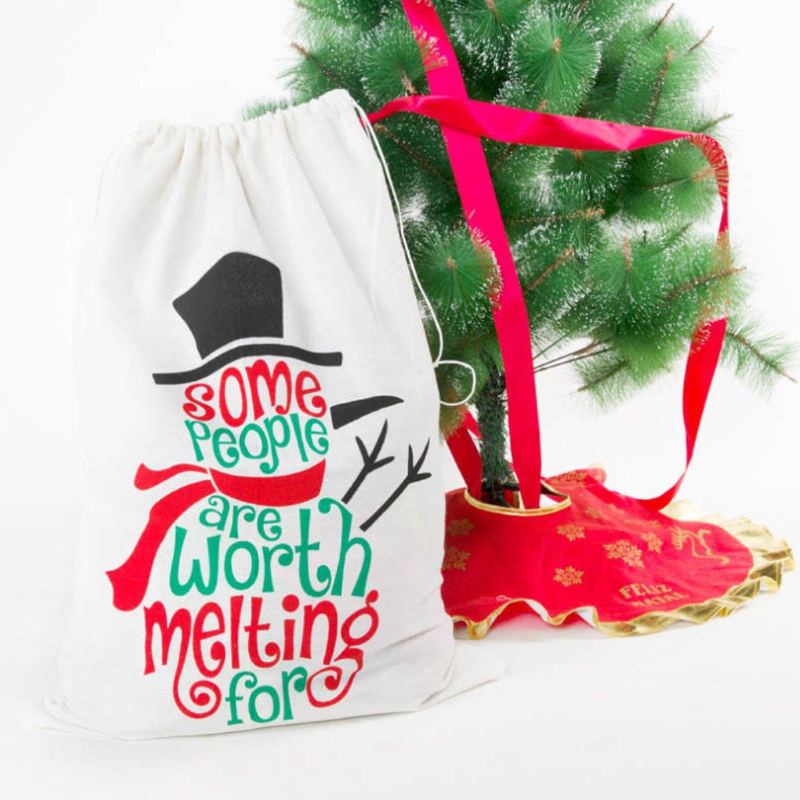 Vánoční Santa Dárkový Pytel Látková Punčocha Skladování Pytlovina Bag Balíček Ozdoby