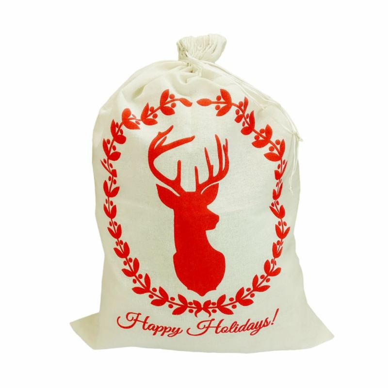 Vánoční Santa Dárkový Pytel Látková Punčocha Skladování Pytlovina Bag Balíček Ozdoby
