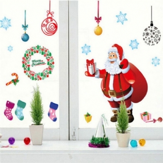 Vánoční Stromeček Nálepka Na Zeď Santa Claus Dárek Nástěnné Umění Okno Domácí Dekorace