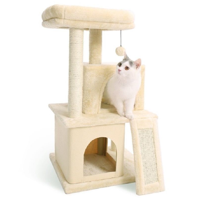 Cat Tree Dual House Plyšový Okoun Škrábací Sisalové Sloupky Věž