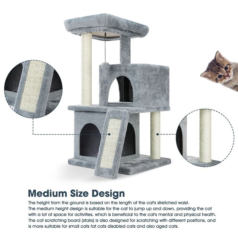 Cat Tree Dual House Plyšový Okoun Škrábací Sisalové Sloupky Věž