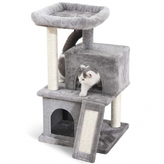 Cat Tree Dual House Plyšový Okoun Škrábací Sisalové Sloupky Věž