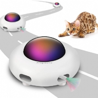 Interaktivní Hračka Ufo Pro Kočky Uvnitř Otočné Pírko