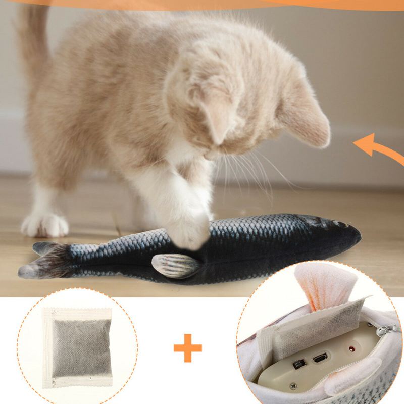 Usb Elektrický Pohyblivý Kočičí Vyhazovač Fish Toy Realistické Catnip Kicker Toys Plyšové Interaktivní Plovoucí Hračky Pro Kočky Pro Na Cvičení Pro