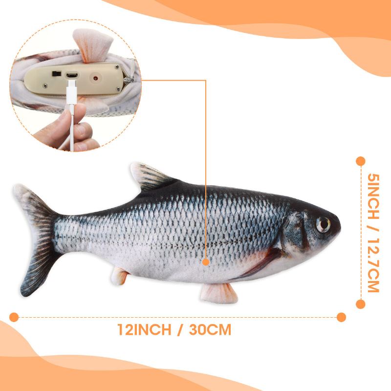 Usb Elektrický Pohyblivý Kočičí Vyhazovač Fish Toy Realistické Catnip Kicker Toys Plyšové Interaktivní Plovoucí Hračky Pro Kočky Pro Na Cvičení Pro