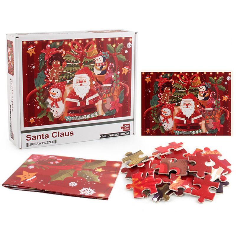 1000ks Vánoční Santa Sněhulák Elk Puzzle Skládačka Pro Dospělé Pro Děti Dárek