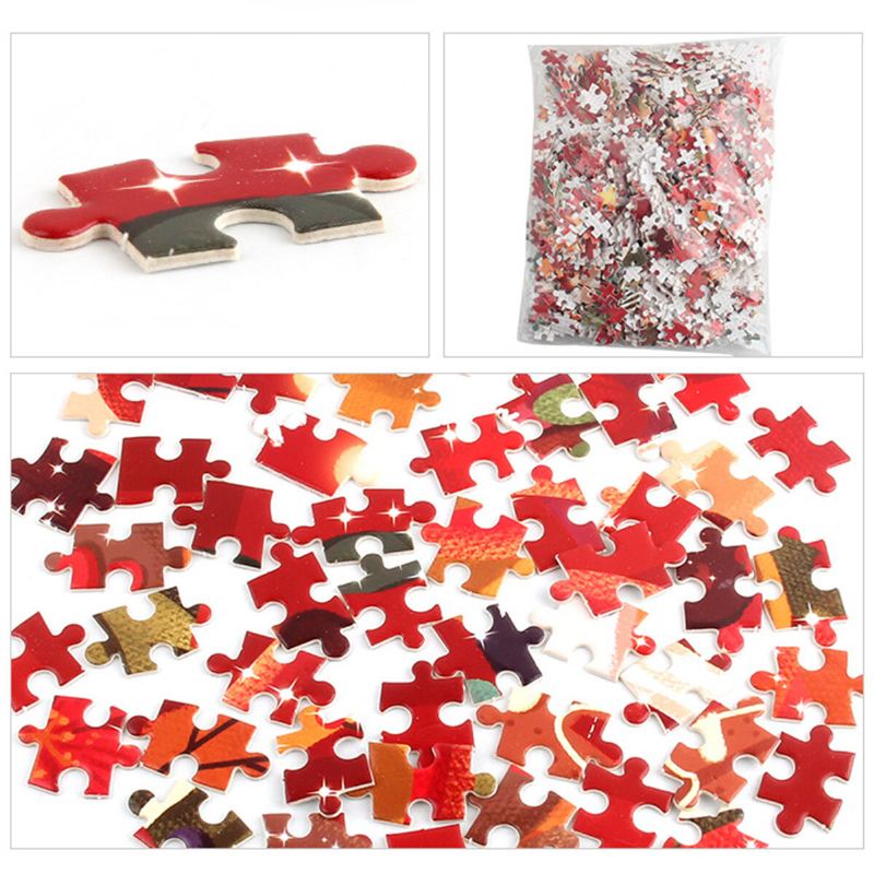 1000ks Vánoční Santa Sněhulák Elk Puzzle Skládačka Pro Dospělé Pro Děti Dárek