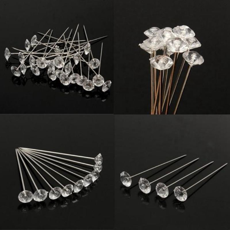 100ks Čiré Diamante Květiny Jehlice Svatební Kytice Potřeby Diamond Corsage Květinářství Craft