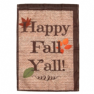 18''x12.5'' Happy Fall Yall Podzimní Polyesterový Dům Sváteční Dekorace Zahradní Vlajka