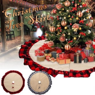 2023 Vánoční Plátěná Mřížková Sukně S Kulatým Kobercem Ozdoby Pro Domácí Rohožku Novoroční Na Stromeček