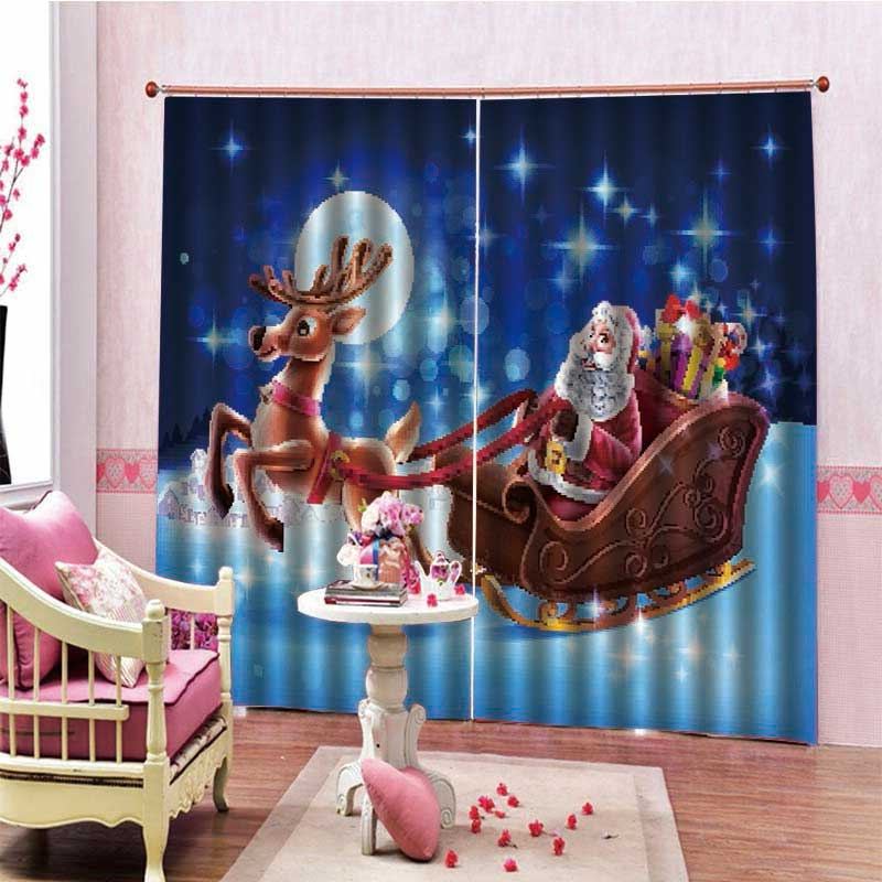 2pcs 3d Print Window Záclony Závěsy Dveřní Screen Panel Pro Vánoční Dekorace