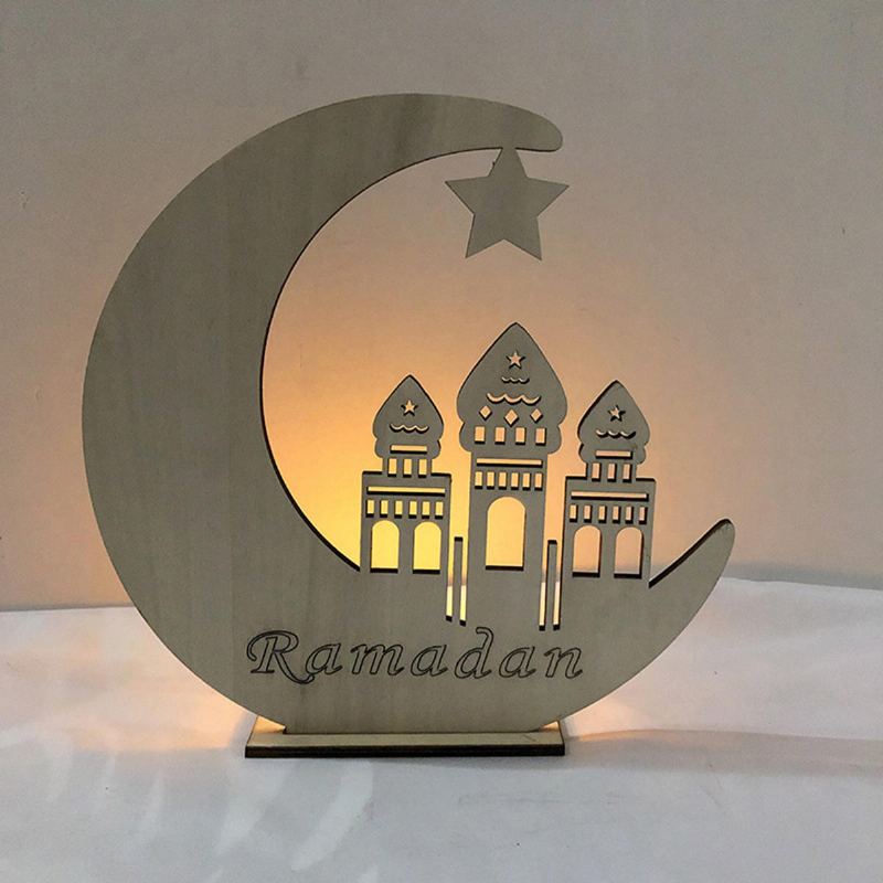 3 Typy Eid Mubarak Měsíc Dekorace Dřevěná Islámská Mešita Přívěsek Plaketa Ramadánové