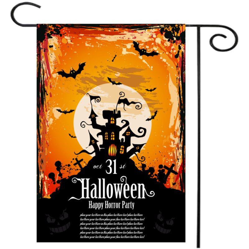 30x45cm Halloween Polyester Black Castle Bat Flag Zahradní Sváteční Dekorace