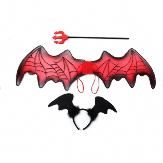 3ks Halloween Dekorace Křídla + Pásek Do Vlasů + Hračky Na Vidličky Cosplay Party