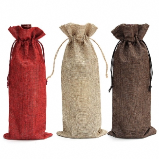 5ks Přírodní Jutová Pytlovina Vintage Svatební Dárky Hessian Wine Bottle Bags