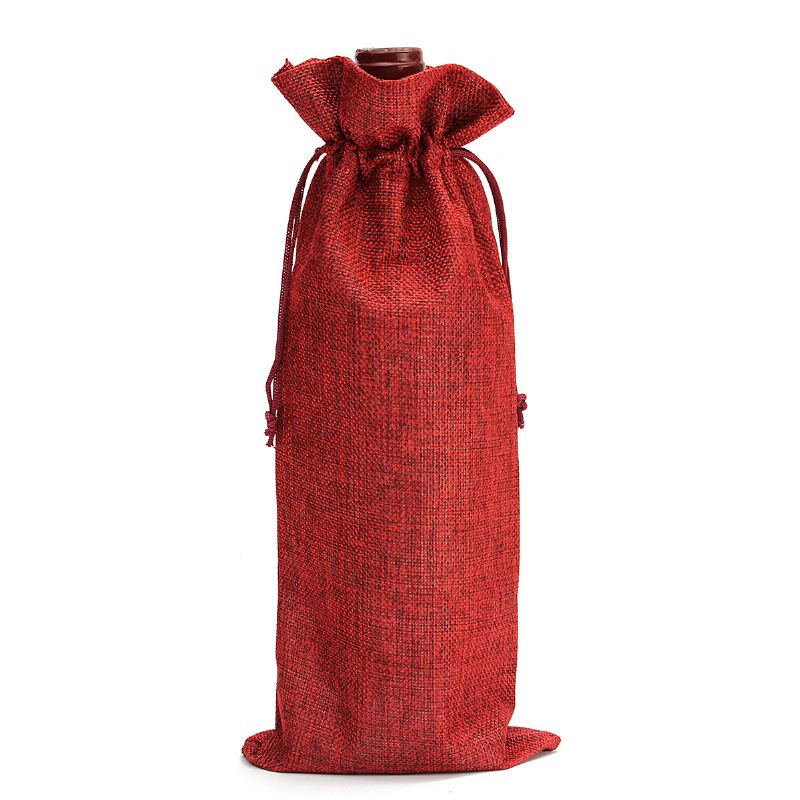 5ks Přírodní Jutová Pytlovina Vintage Svatební Dárky Hessian Wine Bottle Bags