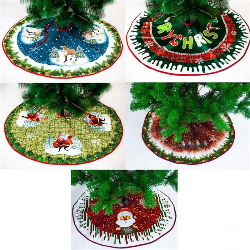 90cm Vánoční Sukně Santa Tree Ornament Podložka Na Šaty Border Party Dekorace