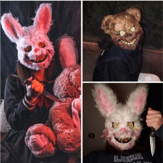 Bloody Killer Rabbit Bear Mask Strašidelná Halloweenská Maska Halloween Plyšová Cosplay Hororová