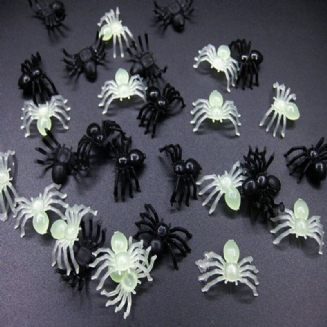 Černý/bílý Svítící Pavouk Halloween Mini Plastové Vtipné Narozeninové Hračky Realistický Malý Plastový Diy Dekorace