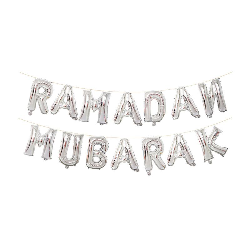 Eid Ramadan Mubarak Letter Pentagram Moon Party Fólie Balón Dekorace Sada